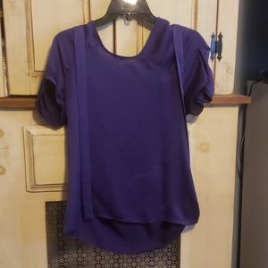 Purple shirt with tie in the front